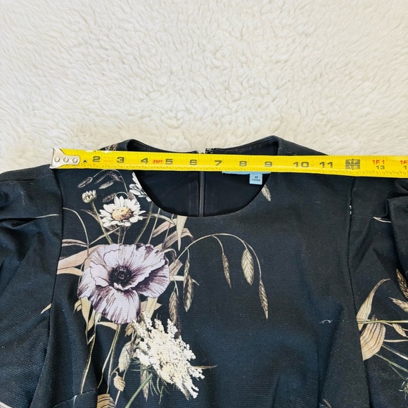 Antonio Melani Floral Black Puff Sleeve Top size 0 - Picture 7 of 15